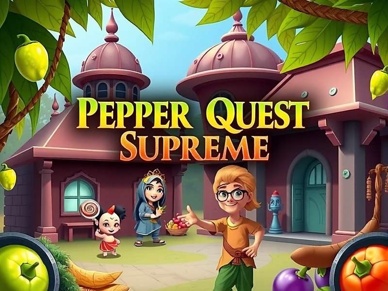 Pepper Quest Supreme Official Cover Art Pepper Quest Supreme Game Cover featuring Indian village and spice-themed characters